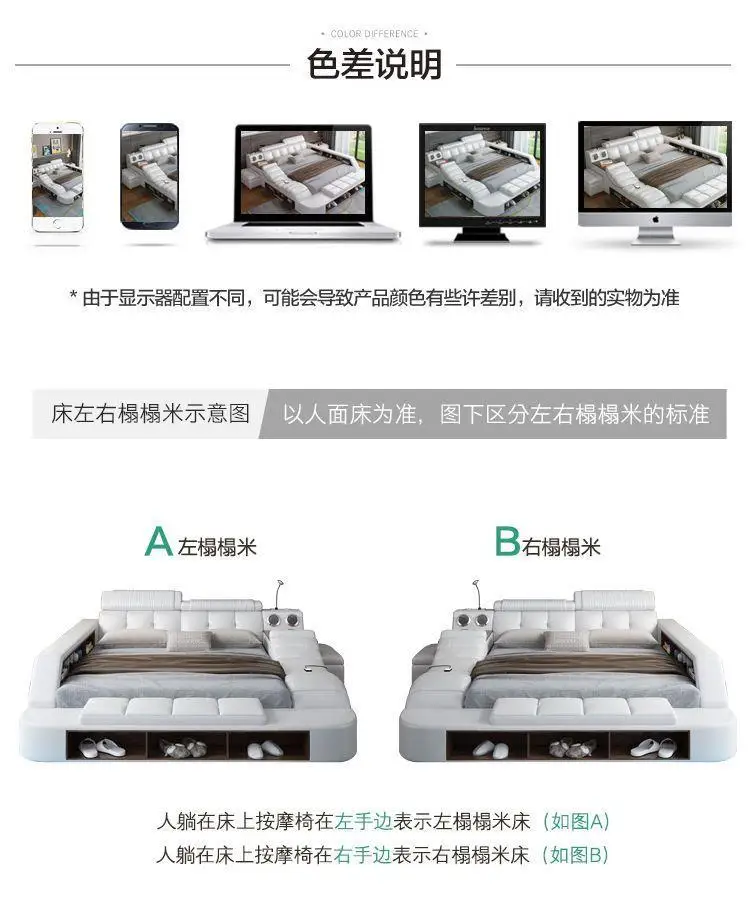 Nordic Style Double Bed Cheap Headrest Storage Full Size Double Bed Floor Massage Sleeping Letto Multifunzione Bedroom Furniture Nordic Style Double Bed Cheap Headrest Storage Full Size Double Bed Floor Massage Sleeping Letto Multifunzione Bedroom Furniture