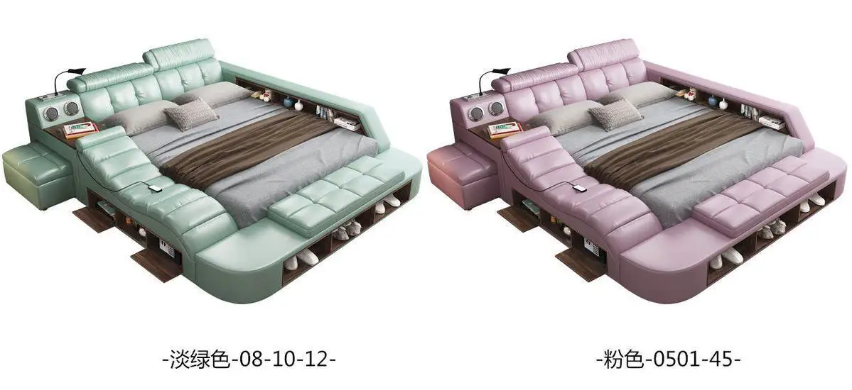 Nordic Style Double Bed Cheap Headrest Storage Full Size Double Bed Floor Massage Sleeping Letto Multifunzione Bedroom Furniture Nordic Style Double Bed Cheap Headrest Storage Full Size Double Bed Floor Massage Sleeping Letto Multifunzione Bedroom Furniture