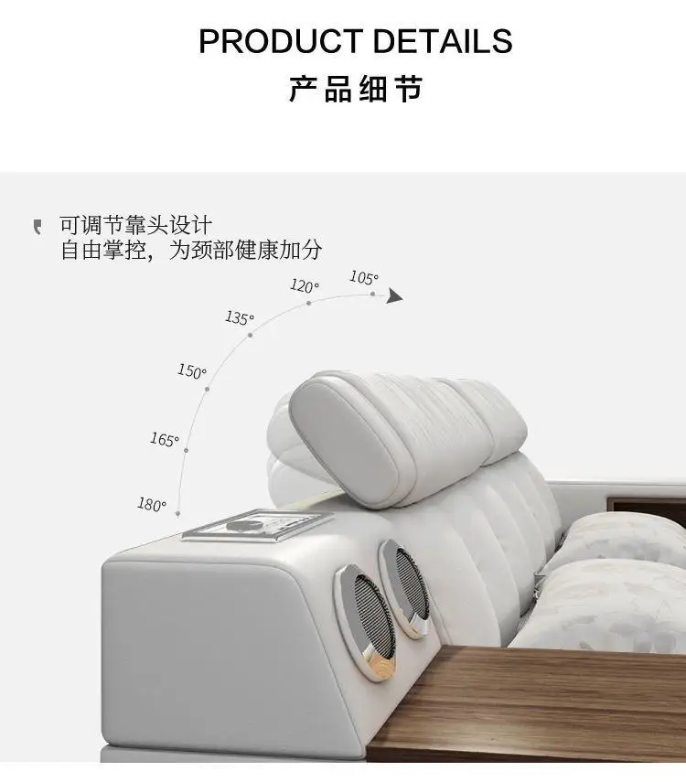 Nordic Style Double Bed Cheap Headrest Storage Full Size Double Bed Floor Massage Sleeping Letto Multifunzione Bedroom Furniture Nordic Style Double Bed Cheap Headrest Storage Full Size Double Bed Floor Massage Sleeping Letto Multifunzione Bedroom Furniture