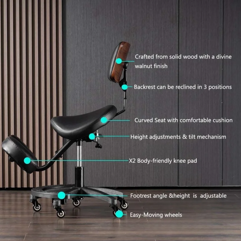 Office Ergonomic Saddle Stool Kneeling Chair With Back Support MODERN FURNITURES Office Ergonomic Saddle Stool Kneeling Chair With Back Support MODERN FURNITURES