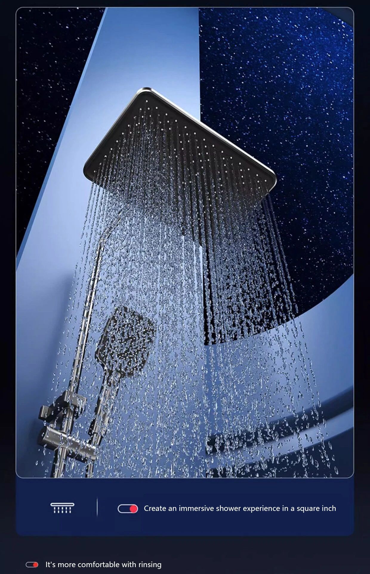 Piano Keys Bathroom Shower System Intelligent LED Temperature Display Shower Suit Bathtub Gray Rain Mixer Shower Faucet Full Set