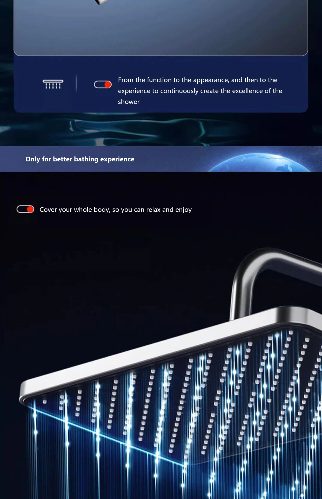 Piano Keys Bathroom Shower System Intelligent LED Temperature Display Shower Suit Bathtub Gray Rain Mixer Shower Faucet Full Set