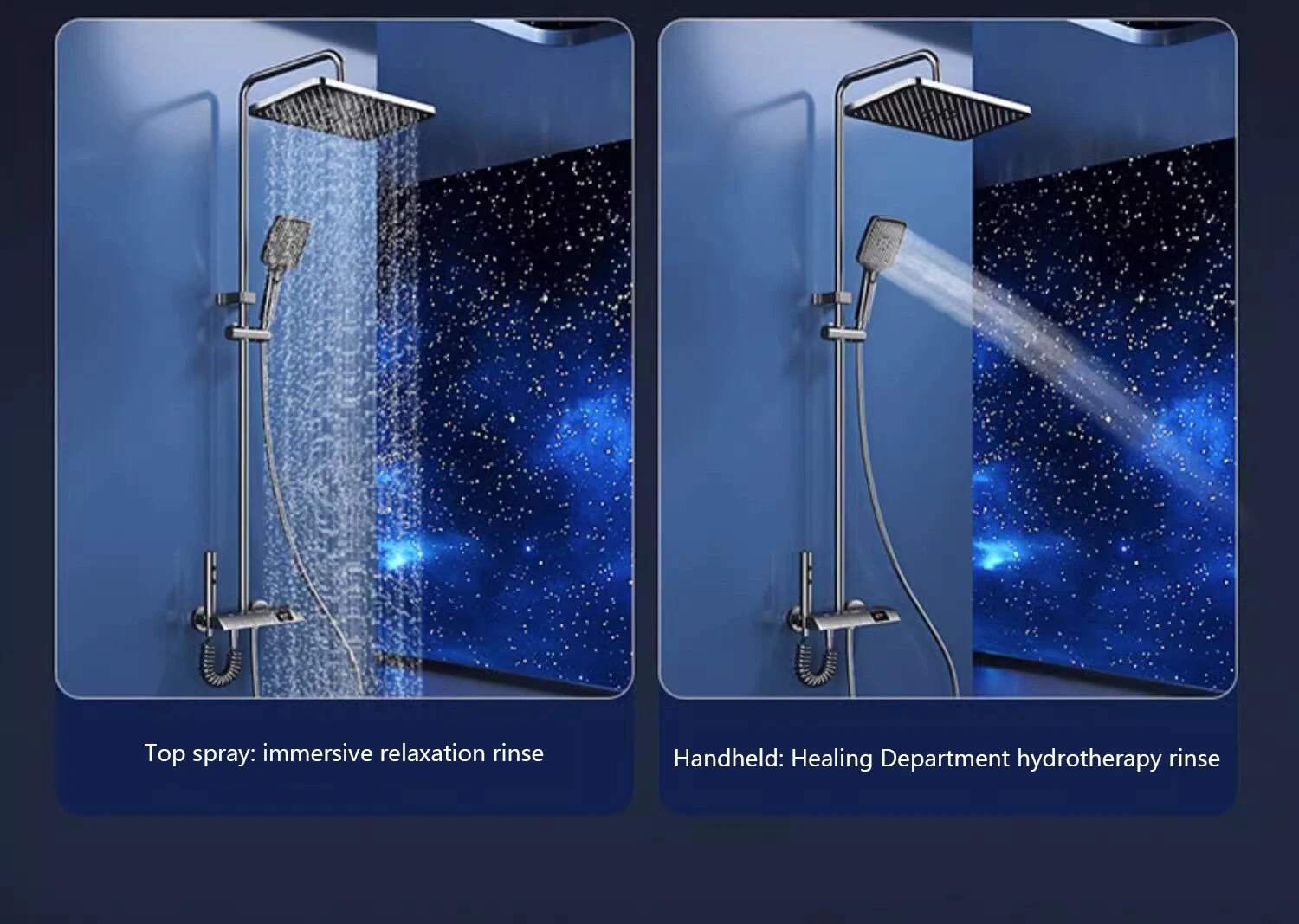 Piano Keys Bathroom Shower System Intelligent LED Temperature Display Shower Suit Bathtub Gray Rain Mixer Shower Faucet Full Set