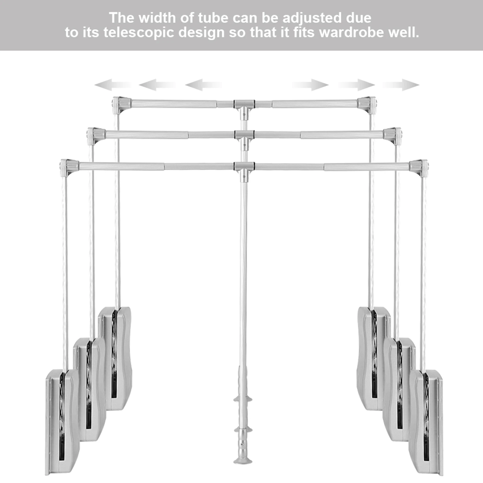 /Pull Down Adjustable Width Wardrobe Clothes Hanging Rail Soft Return Space Saving Adjustable Wardrobe Rail Wardrobe Rail /Pull Down Adjustable Width Wardrobe Clothes Hanging Rail Soft Return Space Saving Adjustable Wardrobe Rail Wardrobe Rail