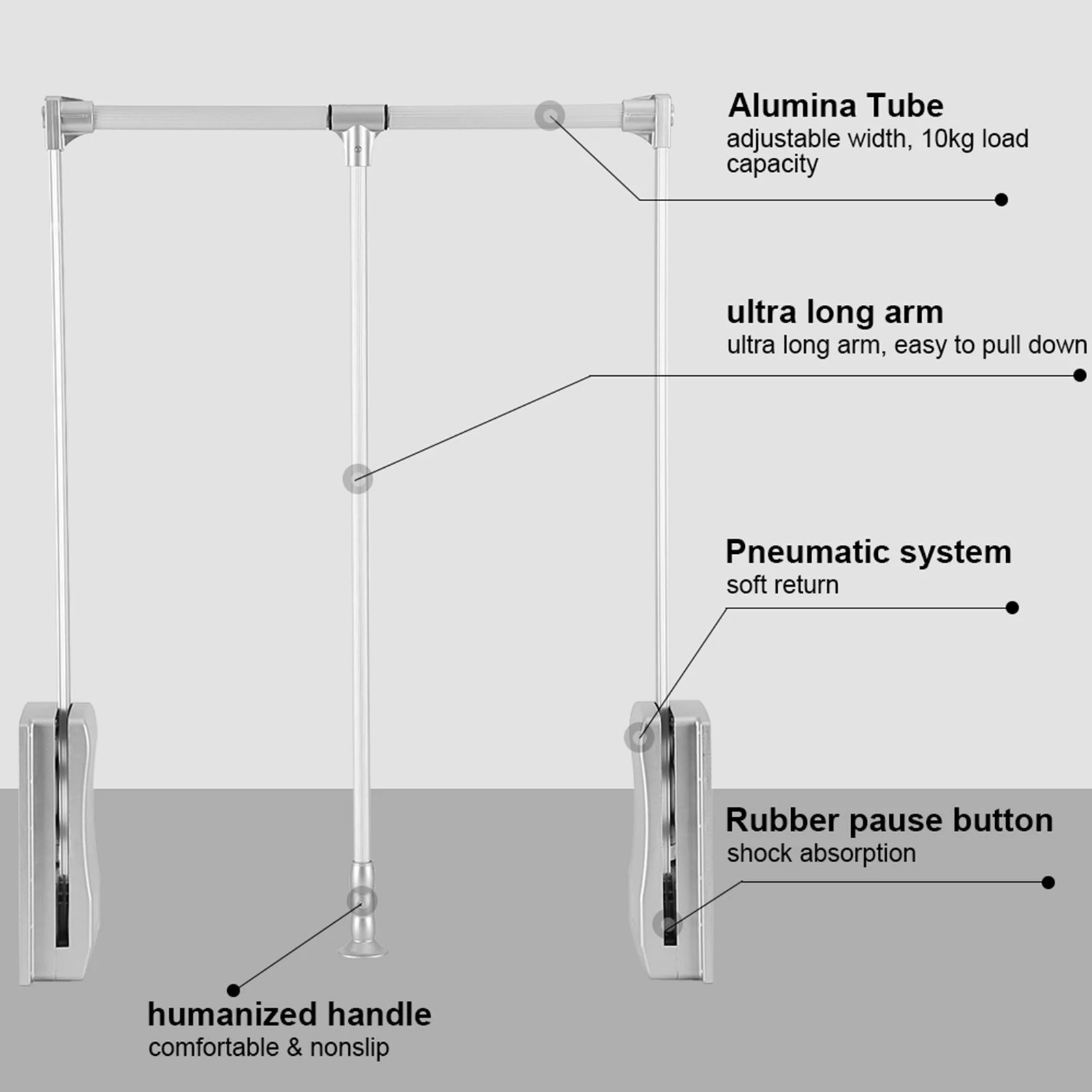 /Pull Down Adjustable Width Wardrobe Clothes Hanging Rail Soft Return Space Saving Adjustable Wardrobe Rail Wardrobe Rail /Pull Down Adjustable Width Wardrobe Clothes Hanging Rail Soft Return Space Saving Adjustable Wardrobe Rail Wardrobe Rail