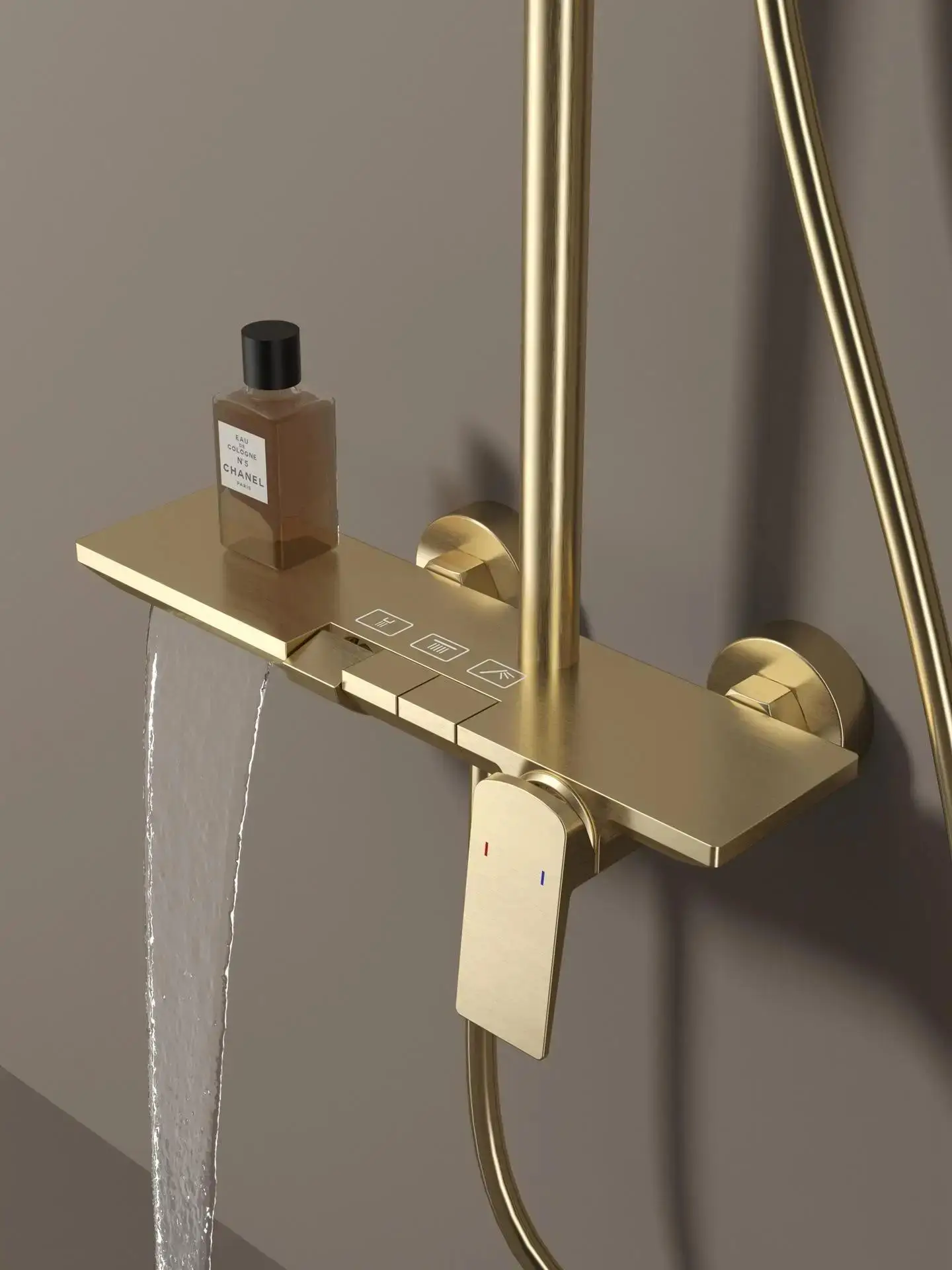 Rose Gold Bathroom Shower Set Hot Cold Mixer Bath Shower Faucet Set Bathtub Wall Mount Round SPA Rainfall Luxury Shower Tap Set