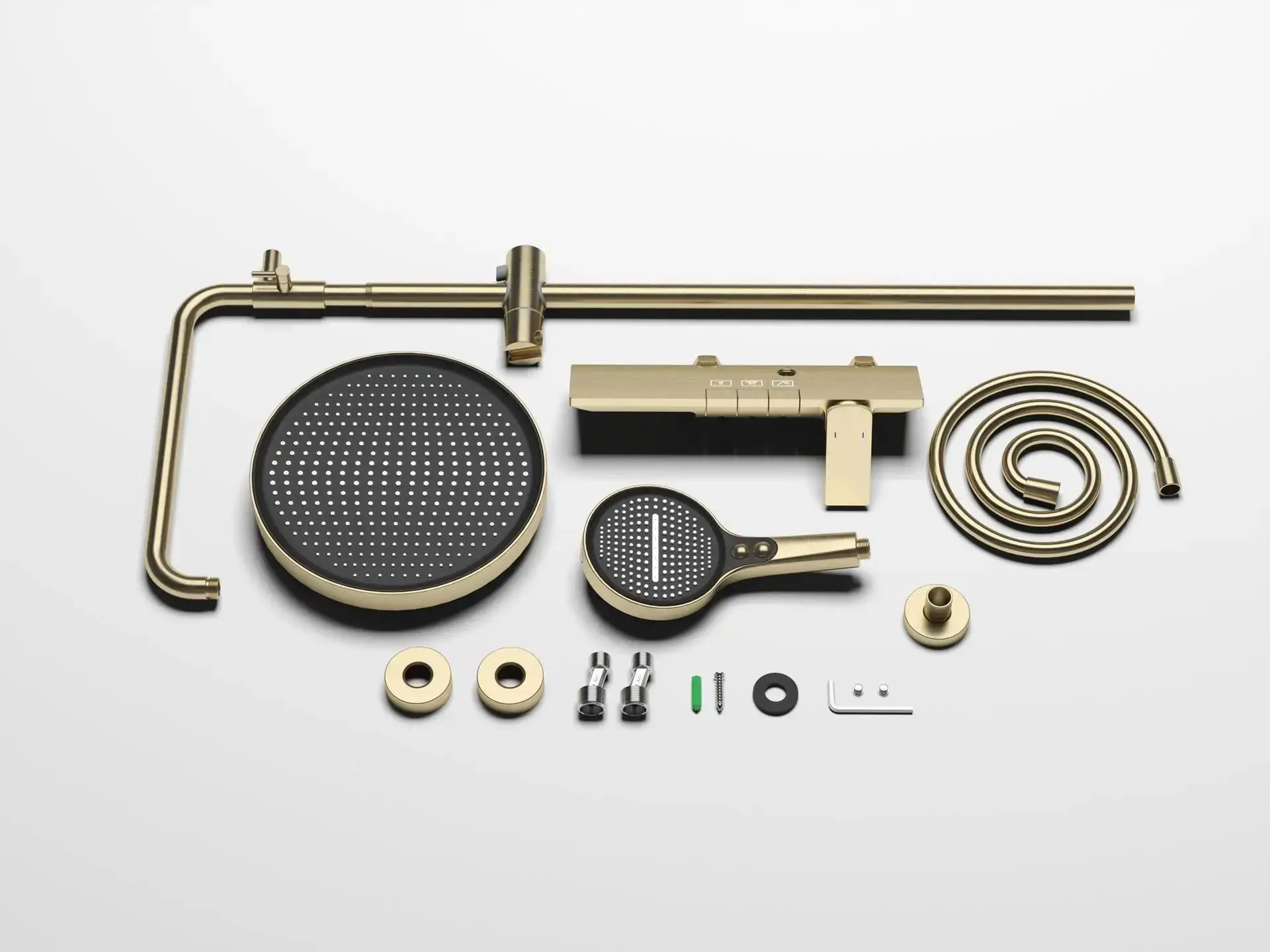 Rose Gold Bathroom Shower Set Hot Cold Mixer Bath Shower Faucet Set Bathtub Wall Mount Round SPA Rainfall Luxury Shower Tap Set