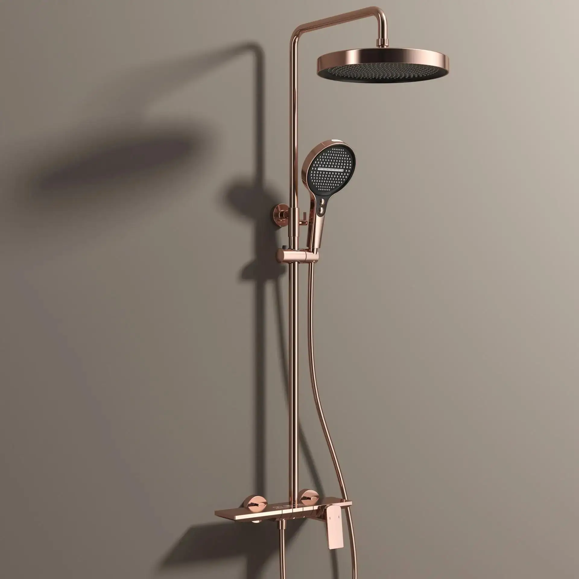 Rose Gold Bathroom Shower Set Hot Cold Mixer Bath Shower Faucet Set Bathtub Wall Mount Round SPA Rainfall Luxury Shower Tap Set