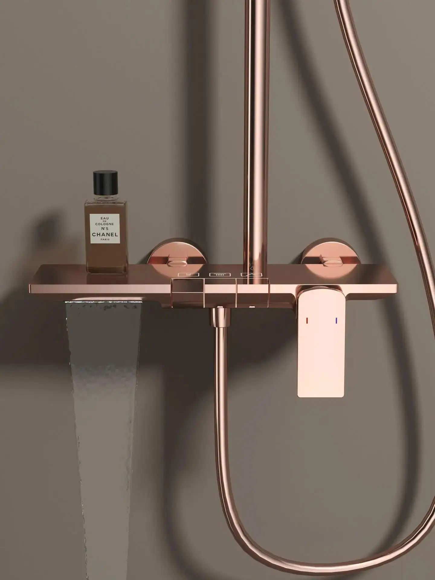 Rose Gold Bathroom Shower Set Hot Cold Mixer Bath Shower Faucet Set Bathtub Wall Mount Round SPA Rainfall Luxury Shower Tap Set