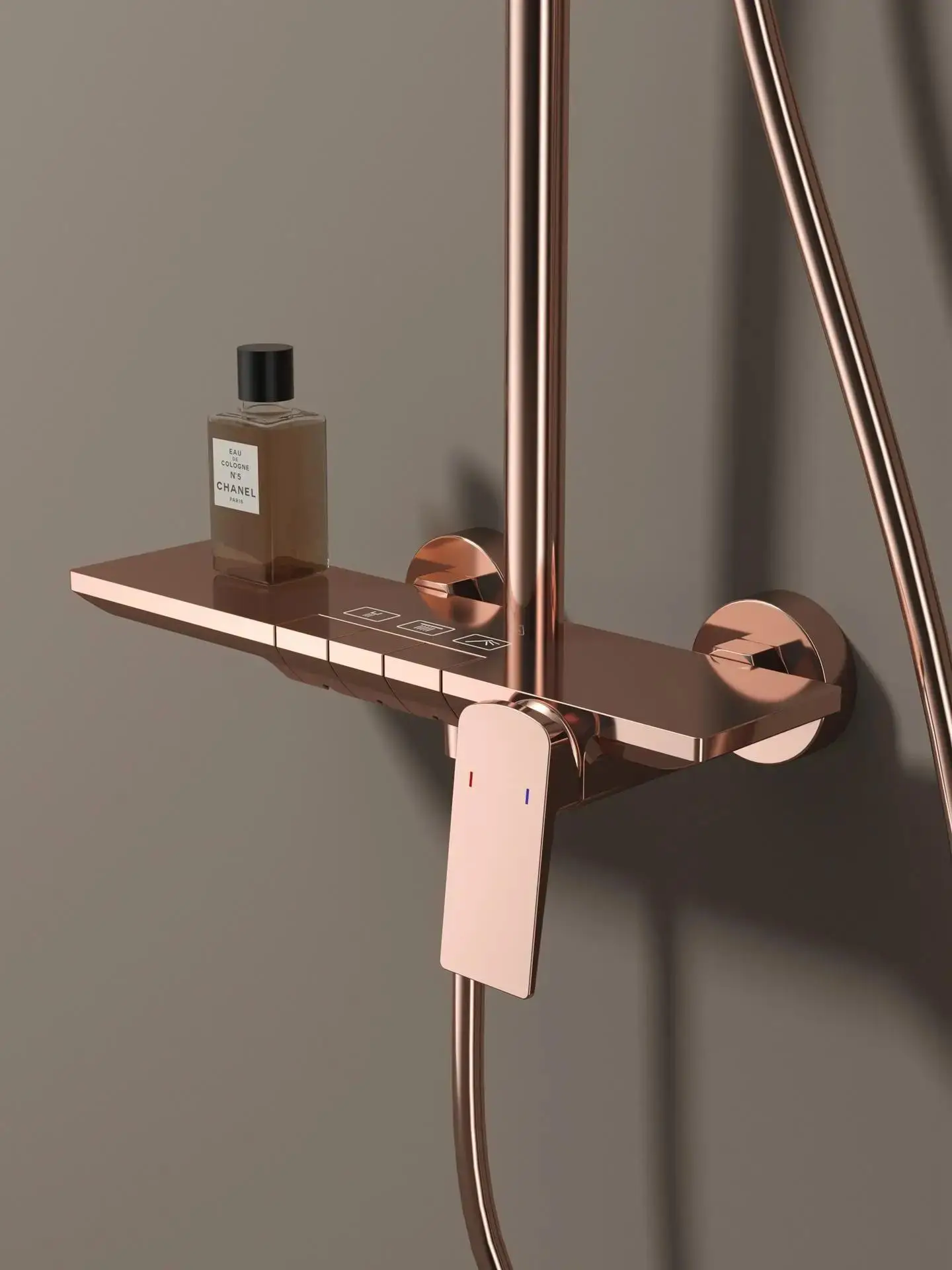Rose Gold Bathroom Shower Set Hot Cold Mixer Bath Shower Faucet Set Bathtub Wall Mount Round SPA Rainfall Luxury Shower Tap Set