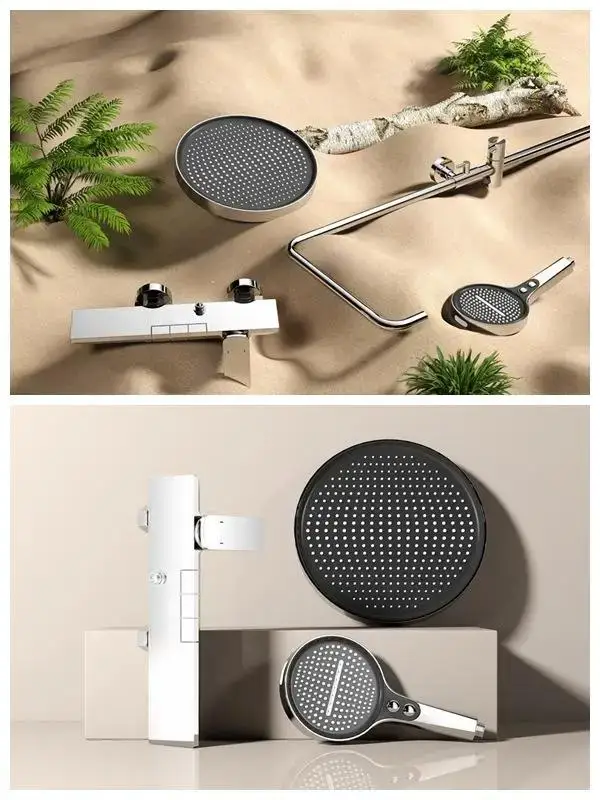 Rose Gold Bathroom Shower Set Hot Cold Mixer Bath Shower Faucet Set Bathtub Wall Mount Round SPA Rainfall Luxury Shower Tap Set