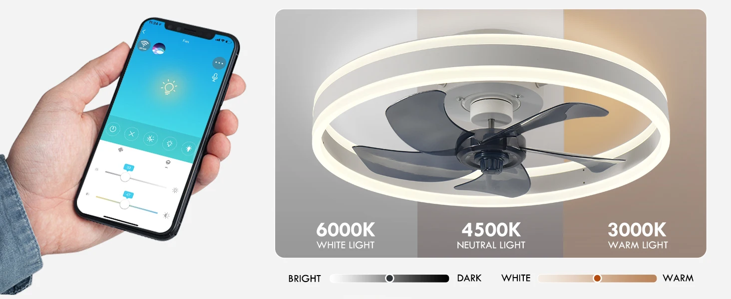 Silent & Stylish LED Ceiling Fan With Remote Control - 6-Speed, 60W Reversible Fan For Bedroom, Study, Restaurant, And More! Silent & Stylish LED Ceiling Fan With Remote Control - 6-Speed, 60W Reversible Fan For Bedroom, Study, Restaurant, And More!