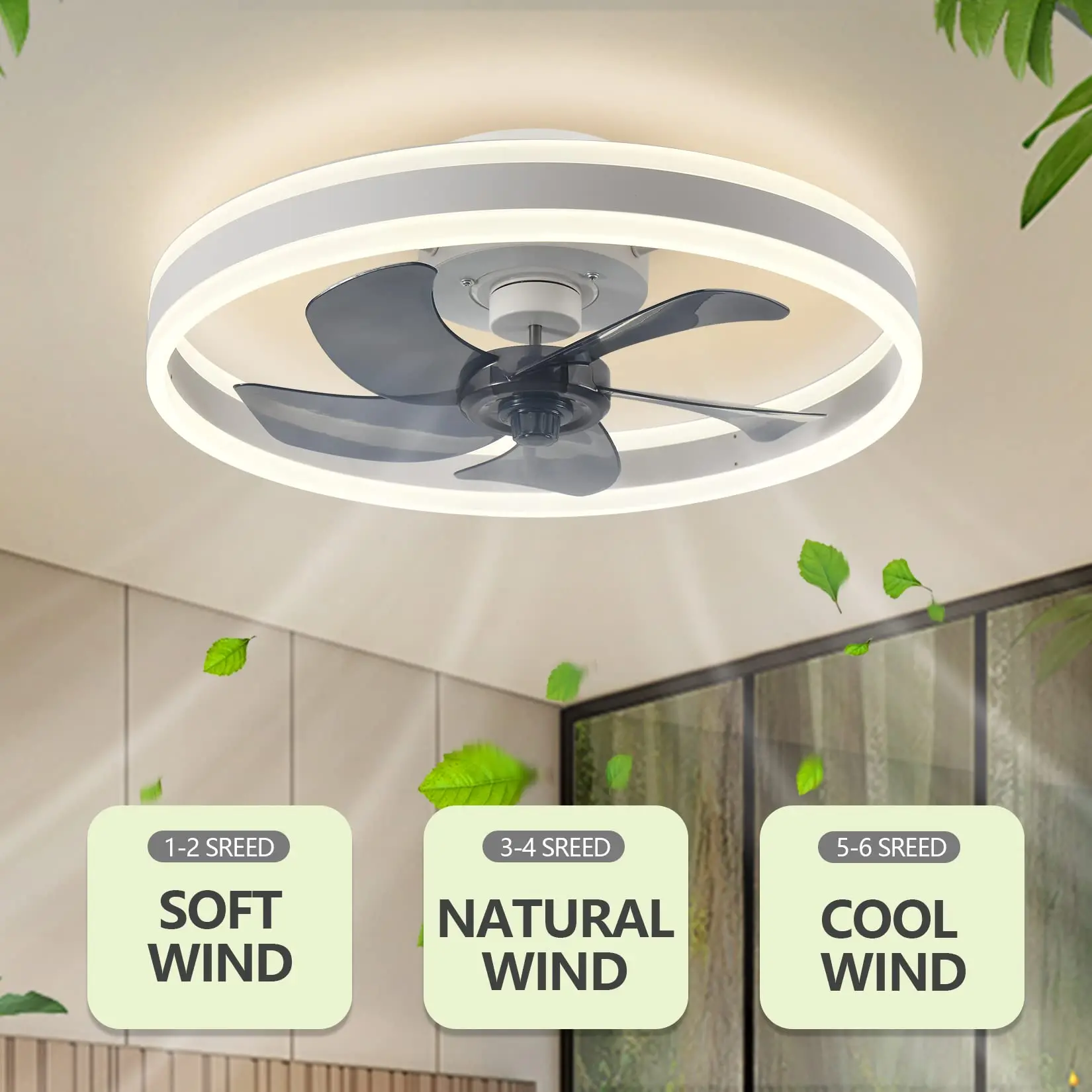 Silent & Stylish LED Ceiling Fan With Remote Control - 6-Speed, 60W Reversible Fan For Bedroom, Study, Restaurant, And More! Silent & Stylish LED Ceiling Fan With Remote Control - 6-Speed, 60W Reversible Fan For Bedroom, Study, Restaurant, And More!