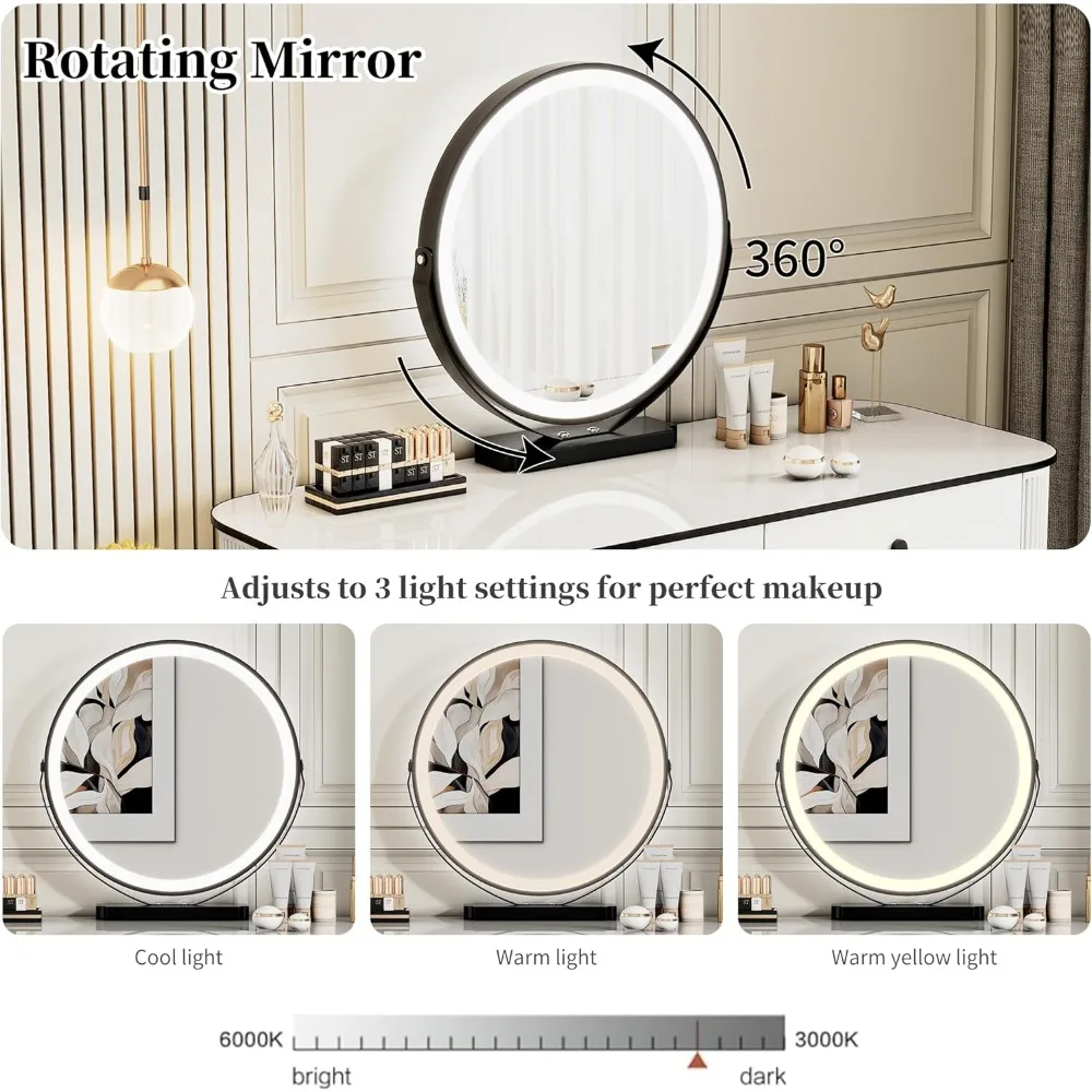 Small Makeup Vanity Desk with Mirror and LED Lights