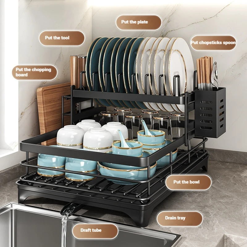 Stainless Steel Dish Drying Rack Adjustable Kitchen Plates Organizer with Drainboard Over Sink Plate Drainer Storage Organizer Stainless Steel Dish Drying Rack Adjustable Kitchen Plates Organizer with Drainboard Over Sink Plate Drainer Storage Organizer