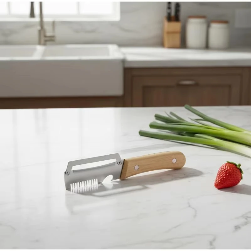 Stainless Steel Peeler with Wooden Handle for Peeling Slicing Fruits Vegetables Stainless Steel Peeler with Wooden Handle for Peeling Slicing Fruits Vegetables