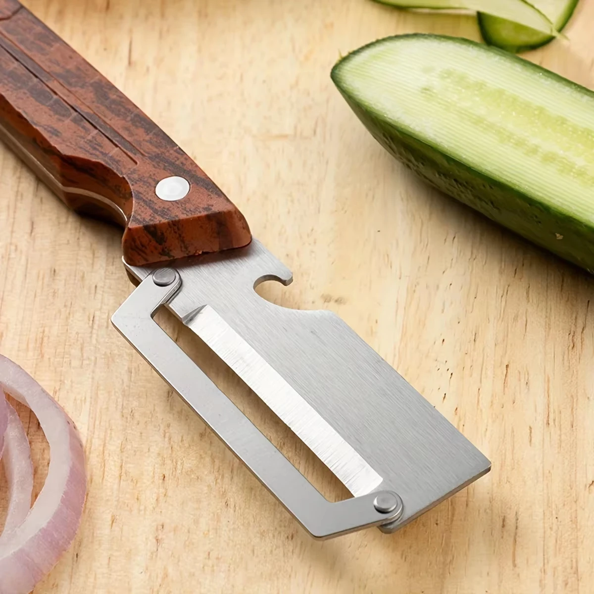 Stainless Steel Peeler with Wooden Handle for Peeling Slicing Fruits Vegetables Stainless Steel Peeler with Wooden Handle for Peeling Slicing Fruits Vegetables