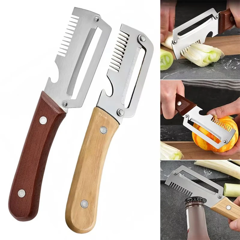 Stainless Steel Peeler with Wooden Handle for Peeling Slicing Fruits Vegetables Stainless Steel Peeler with Wooden Handle for Peeling Slicing Fruits Vegetables