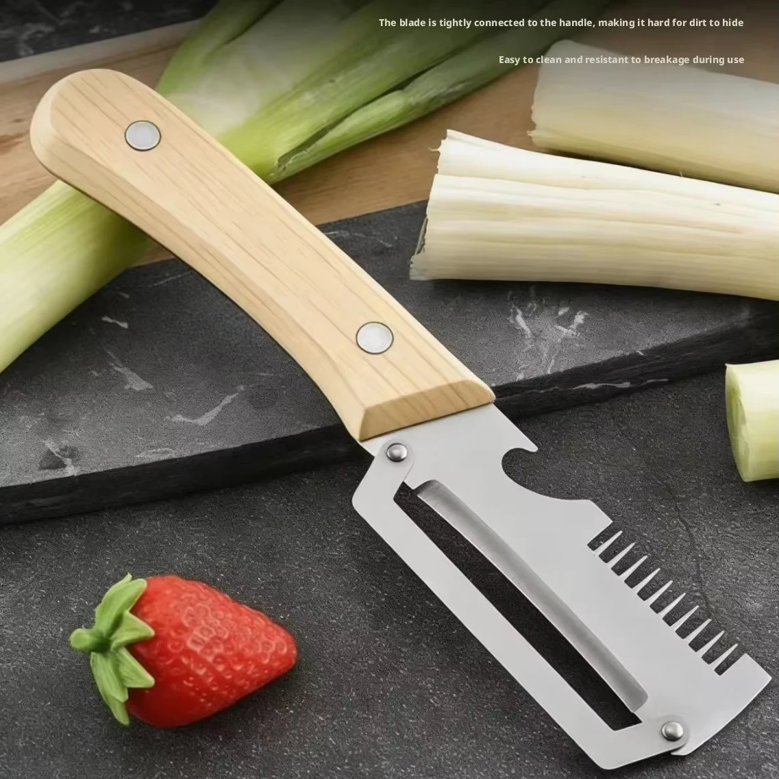 Stainless Steel Peeler with Wooden Handle for Peeling Slicing Fruits Vegetables Stainless Steel Peeler with Wooden Handle for Peeling Slicing Fruits Vegetables