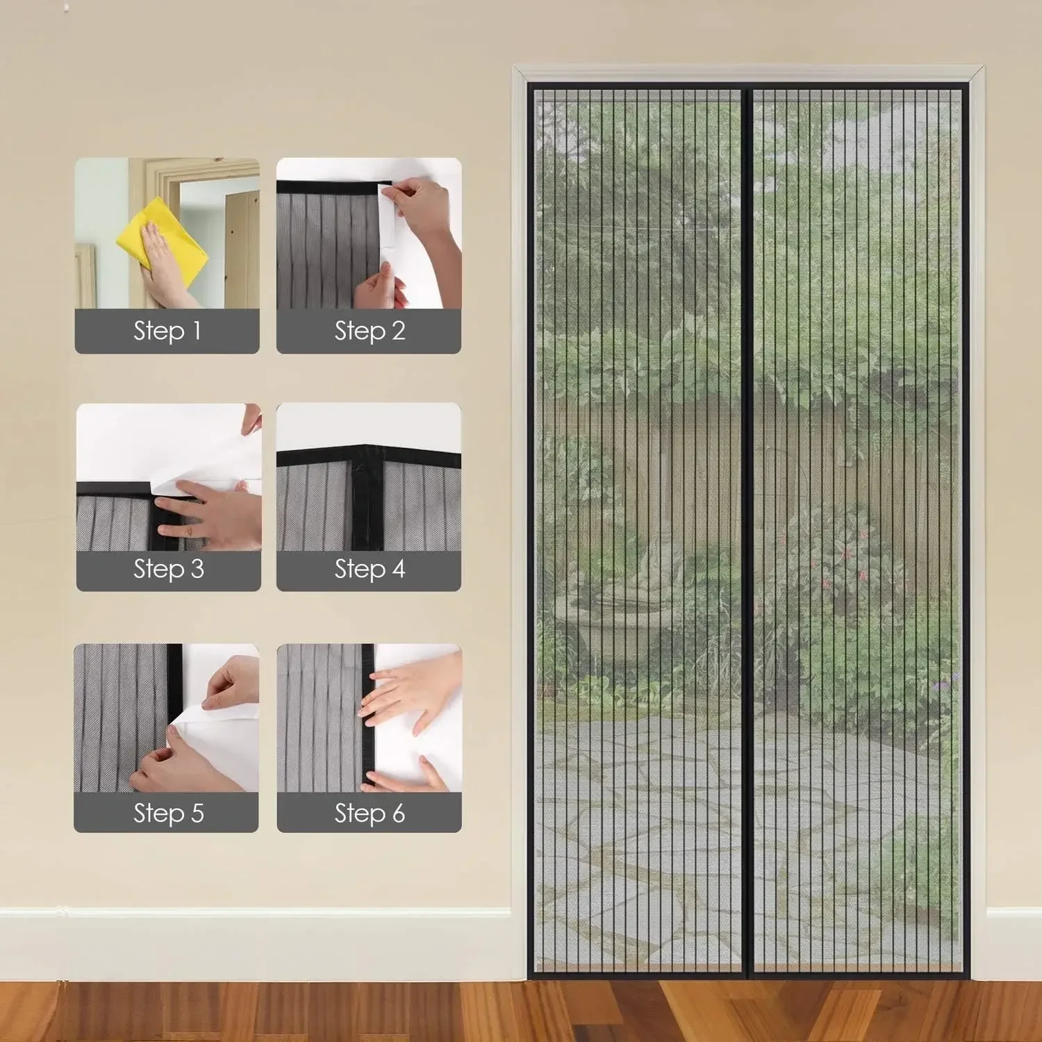 Summer Magnetic Door Curtain - Mosquito Resistant, Soft Yarn Mesh, Multiple Sizes, Easy Install for Home