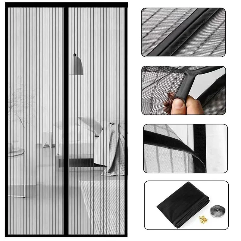 Summer Magnetic Door Curtain - Mosquito Resistant, Soft Yarn Mesh, Multiple Sizes, Easy Install for Home