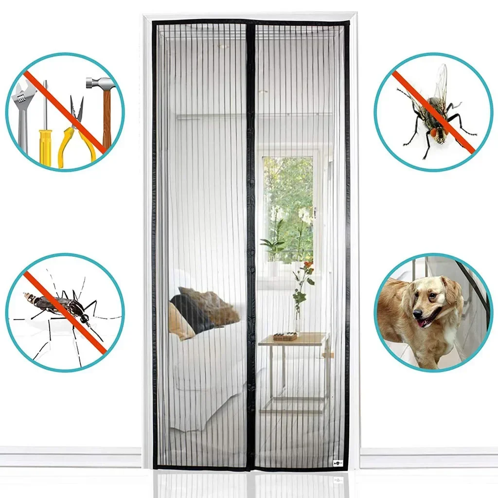 Summer Magnetic Door Curtain - Mosquito Resistant, Soft Yarn Mesh, Multiple Sizes, Easy Install for Home