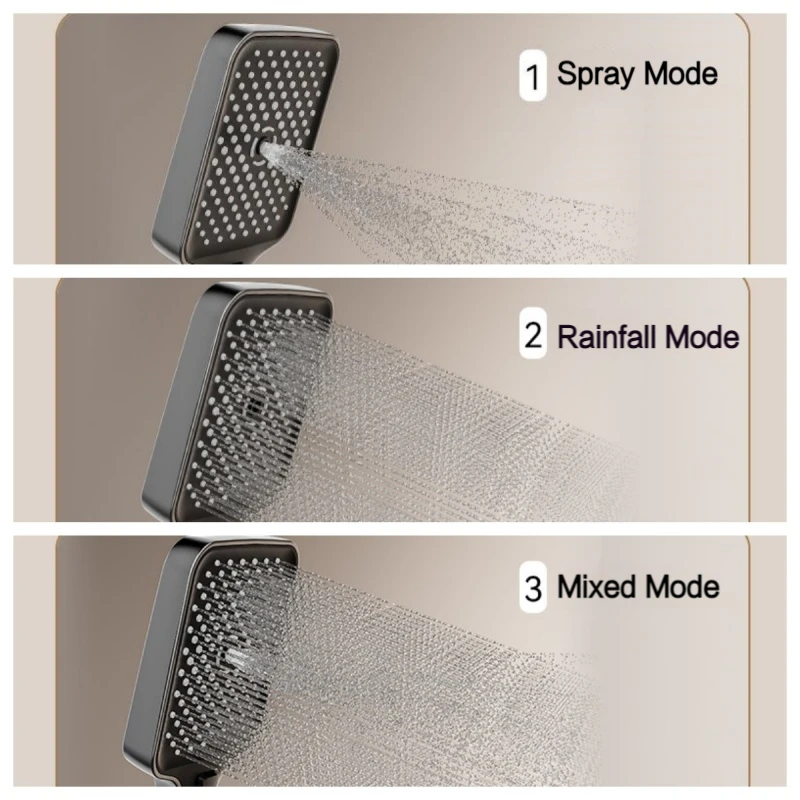 Temperature Digital Display Shower Set Faucet Bathroom Wall Mounted 4 Ways Water Outlet Rainlfall Hot Cold Shower Faucet System