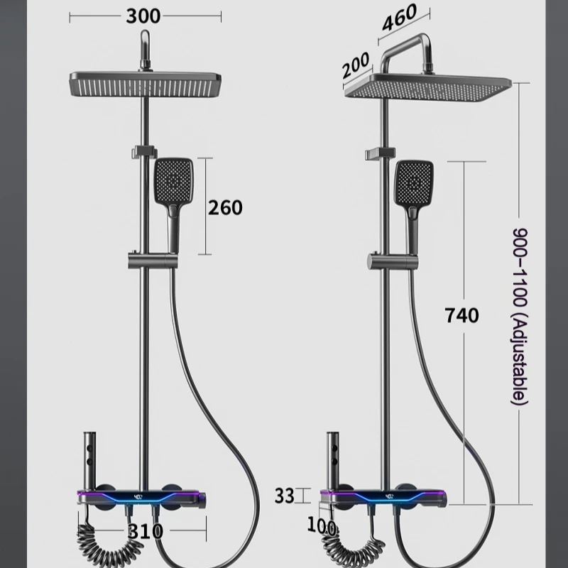 Temperature Digital Display Shower Set Shower Faucet System Set Hot Cold With Ambient Light Bathroom Faucet Shower Head Temperature Digital Display Shower Set Shower Faucet System Set Hot Cold With Ambient Light Bathroom Faucet Shower Head