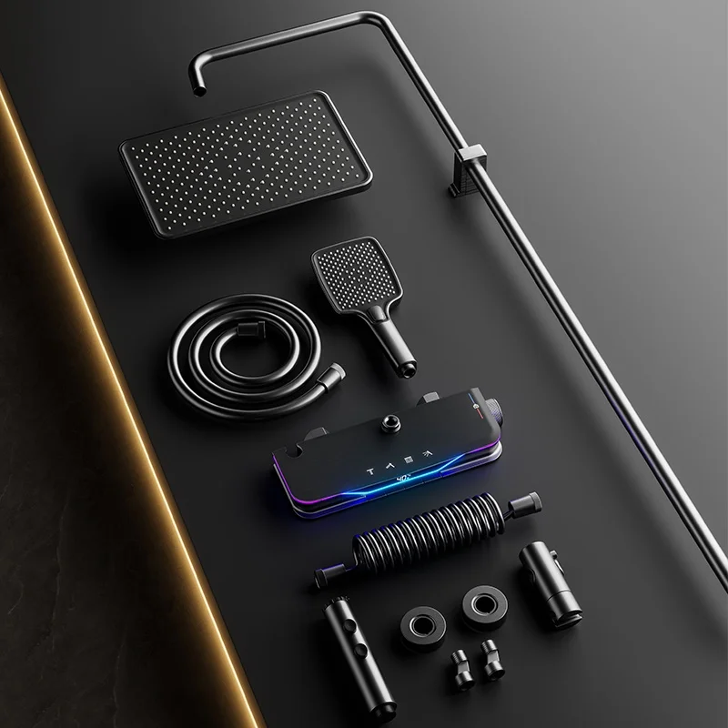 Temperature Digital Display Shower Set Shower Faucet System Set Hot Cold With Ambient Light Bathroom Faucet Shower Head Temperature Digital Display Shower Set Shower Faucet System Set Hot Cold With Ambient Light Bathroom Faucet Shower Head