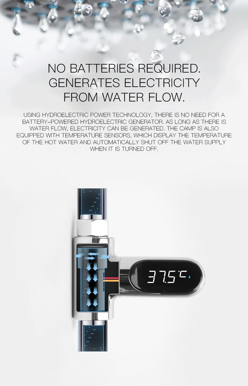 Universal Shower Head Hot Tub Water Temperature Monitor Electricity LED Display Bathing Temperature Meter Bathroom Accessories Universal Shower Head Hot Tub Water Temperature Monitor Electricity LED Display Bathing Temperature Meter Bathroom Accessories
