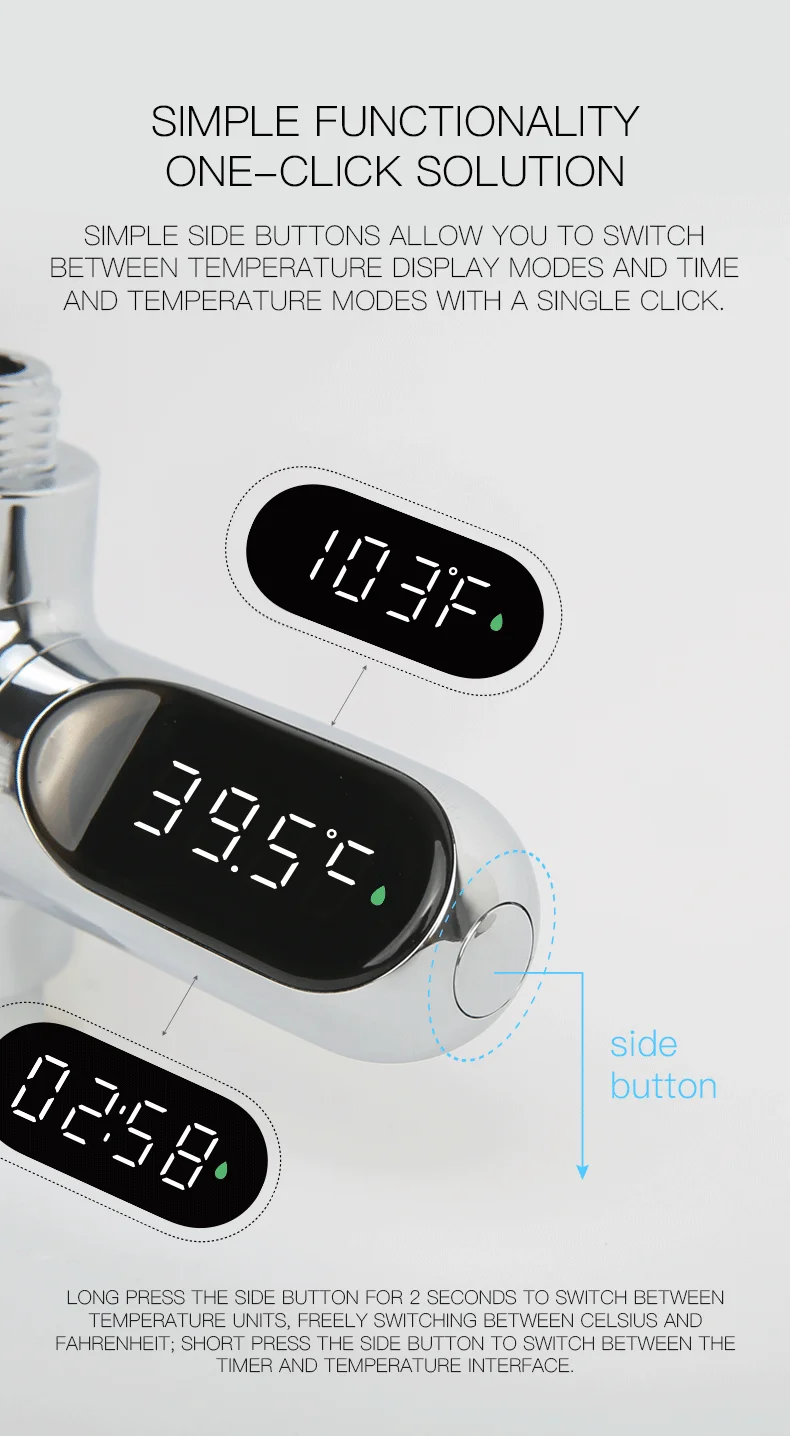 Universal Shower Head Hot Tub Water Temperature Monitor Electricity LED Display Bathing Temperature Meter Bathroom Accessories Universal Shower Head Hot Tub Water Temperature Monitor Electricity LED Display Bathing Temperature Meter Bathroom Accessories