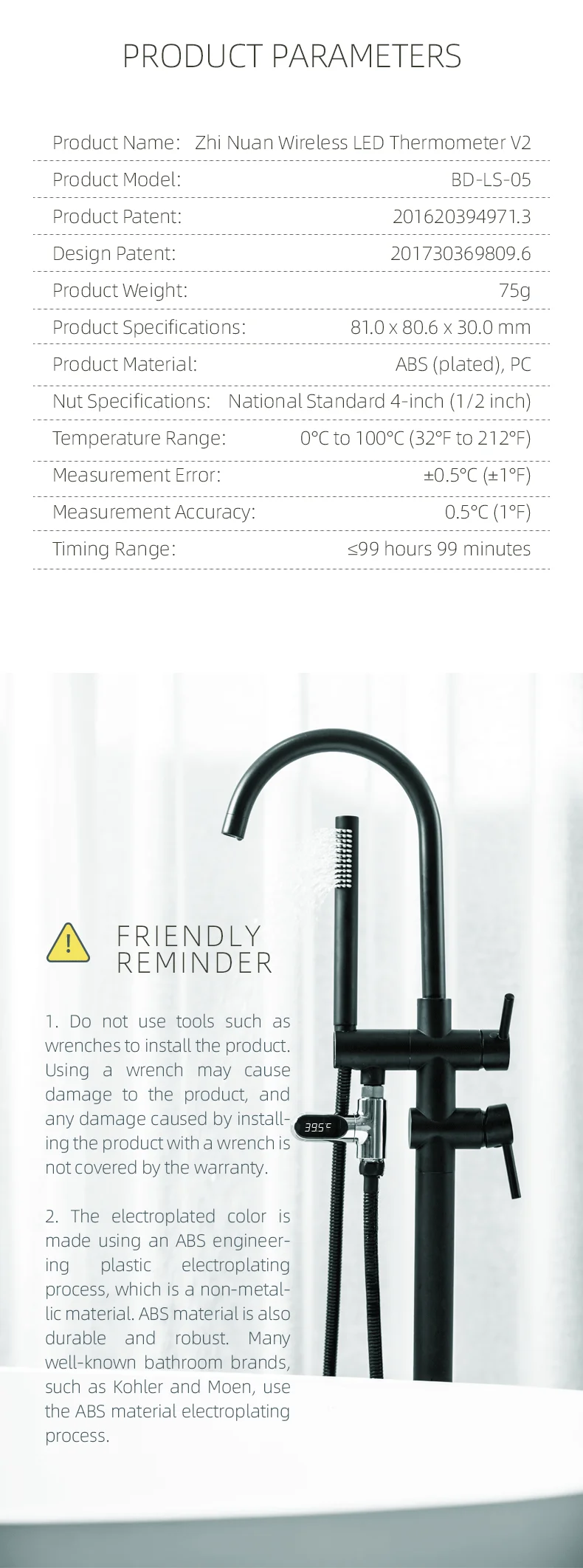Universal Shower Head Hot Tub Water Temperature Monitor Electricity LED Display Bathing Temperature Meter Bathroom Accessories Universal Shower Head Hot Tub Water Temperature Monitor Electricity LED Display Bathing Temperature Meter Bathroom Accessories