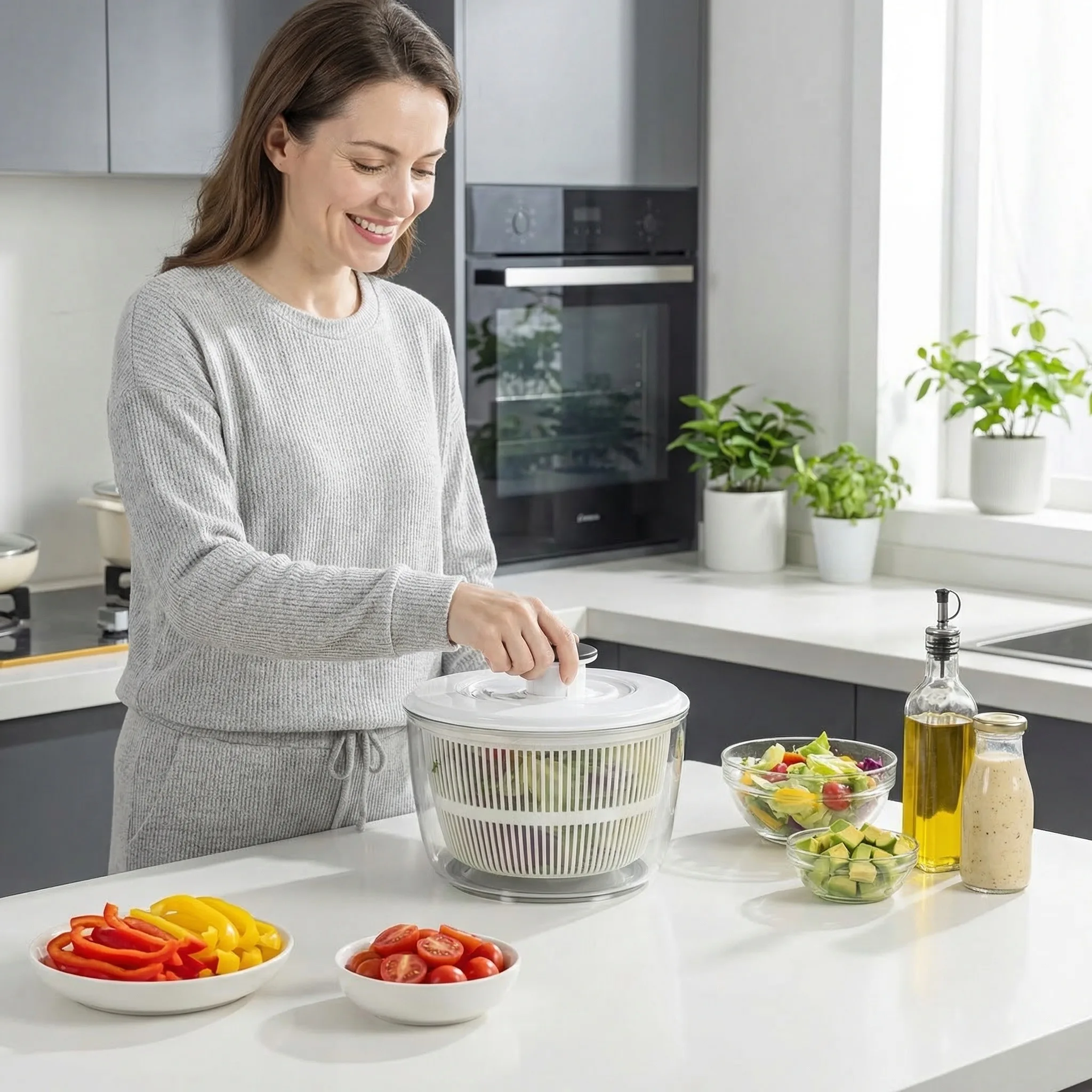 Vegetable dehydrator, manual salad dryer, fruit and vegetable water slinger, vegetable basket washing, fruit draining Vegetable dehydrator, manual salad dryer, fruit and vegetable water slinger, vegetable basket washing, fruit draining