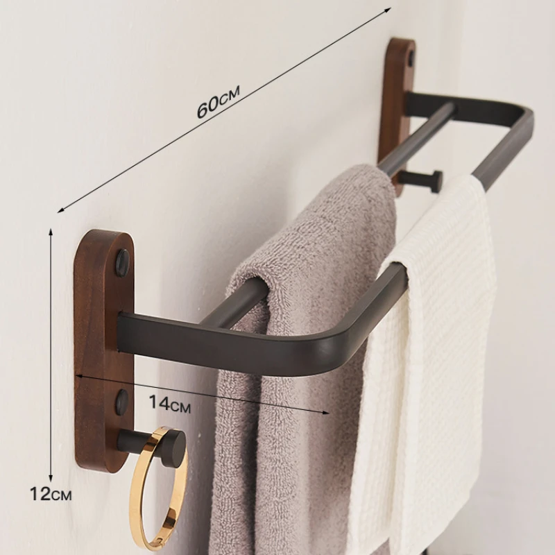Walnut towel rack no punch bathroom shelf toilet wall mounted washroom storage organizer bath towel holder bathroom accessories Walnut towel rack no punch bathroom shelf toilet wall mounted washroom storage organizer bath towel holder bathroom accessories