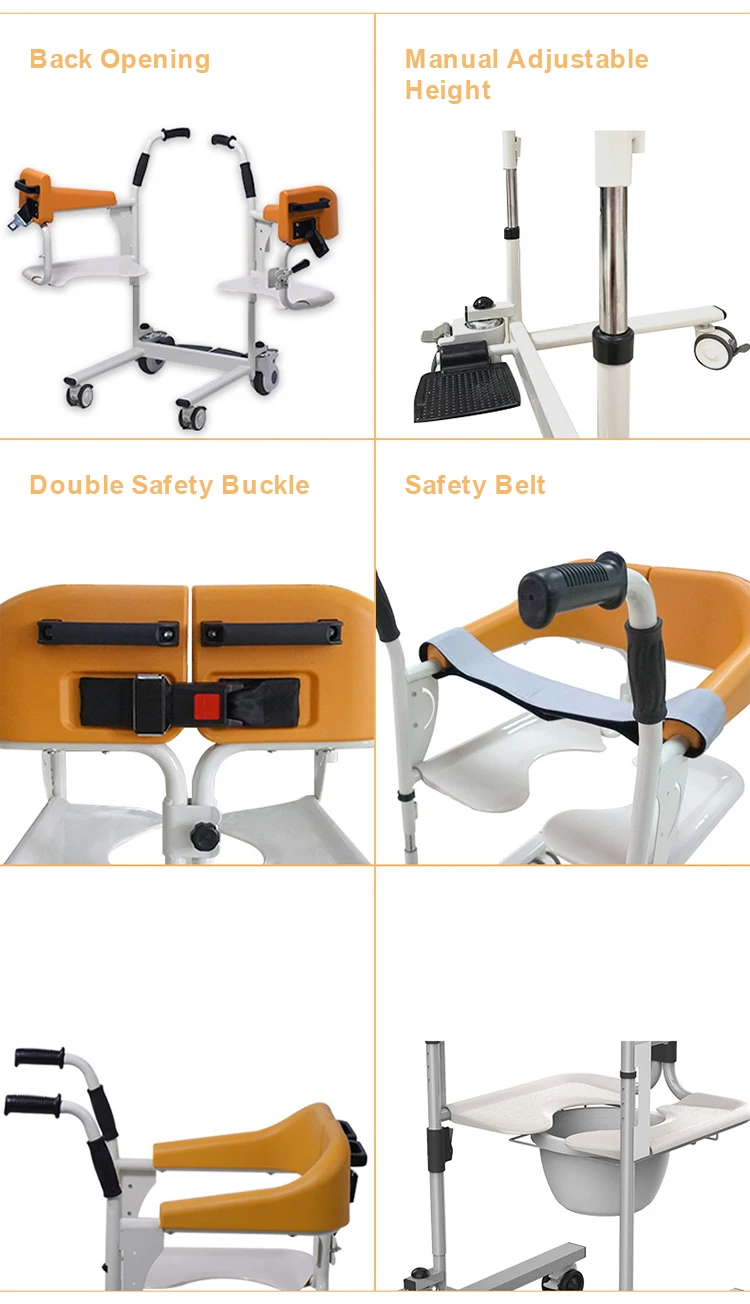 Wholesale Medical Portable Steel Hydraulic Toilet Move Elderly Patient Nursing Transfer Lift Commode Chair