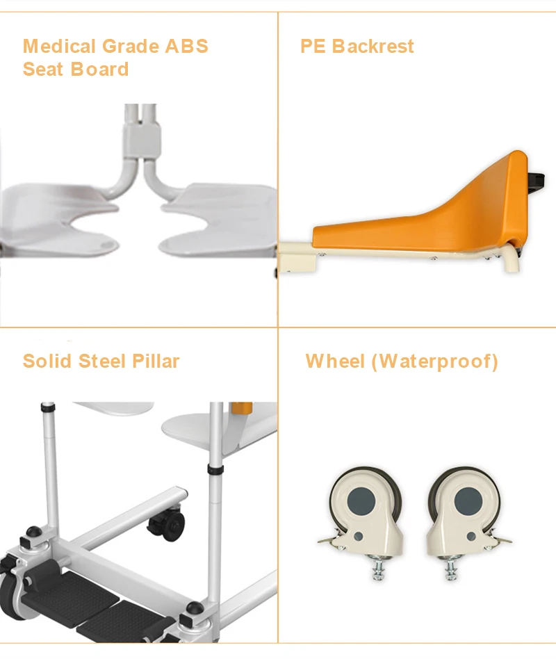 Wholesale Medical Portable Steel Hydraulic Toilet Move Elderly Patient Nursing Transfer Lift Commode Chair