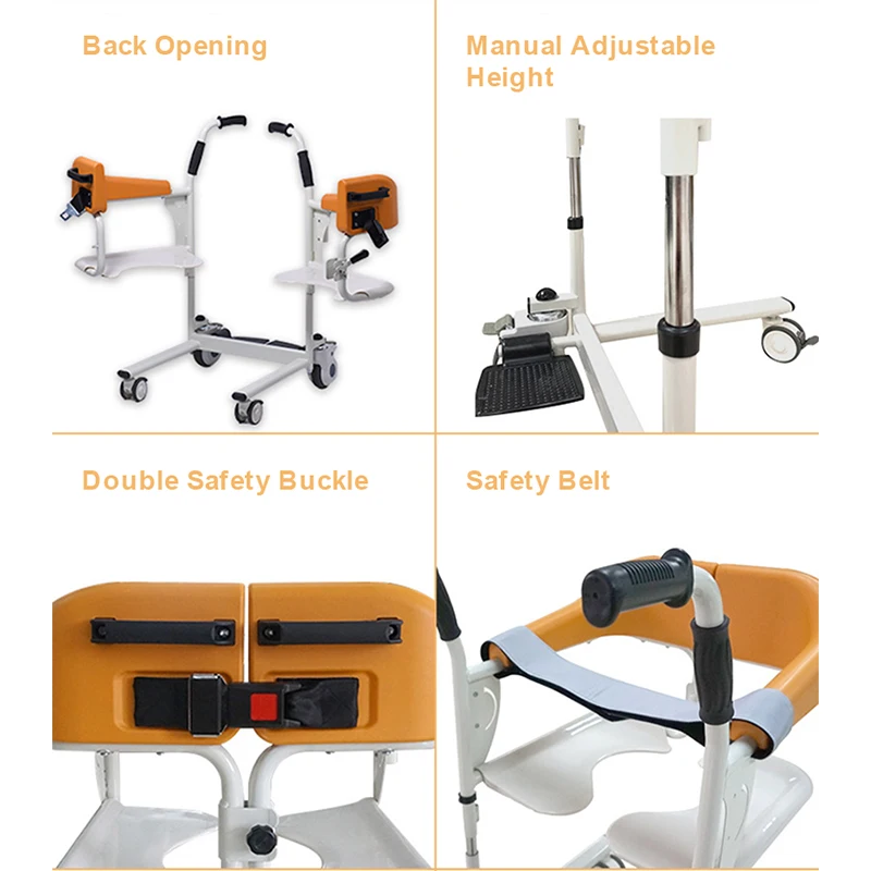 Wholesale Medical Portable Steel Hydraulic Toilet Move Elderly Patient Nursing Transfer Lift Commode Chair