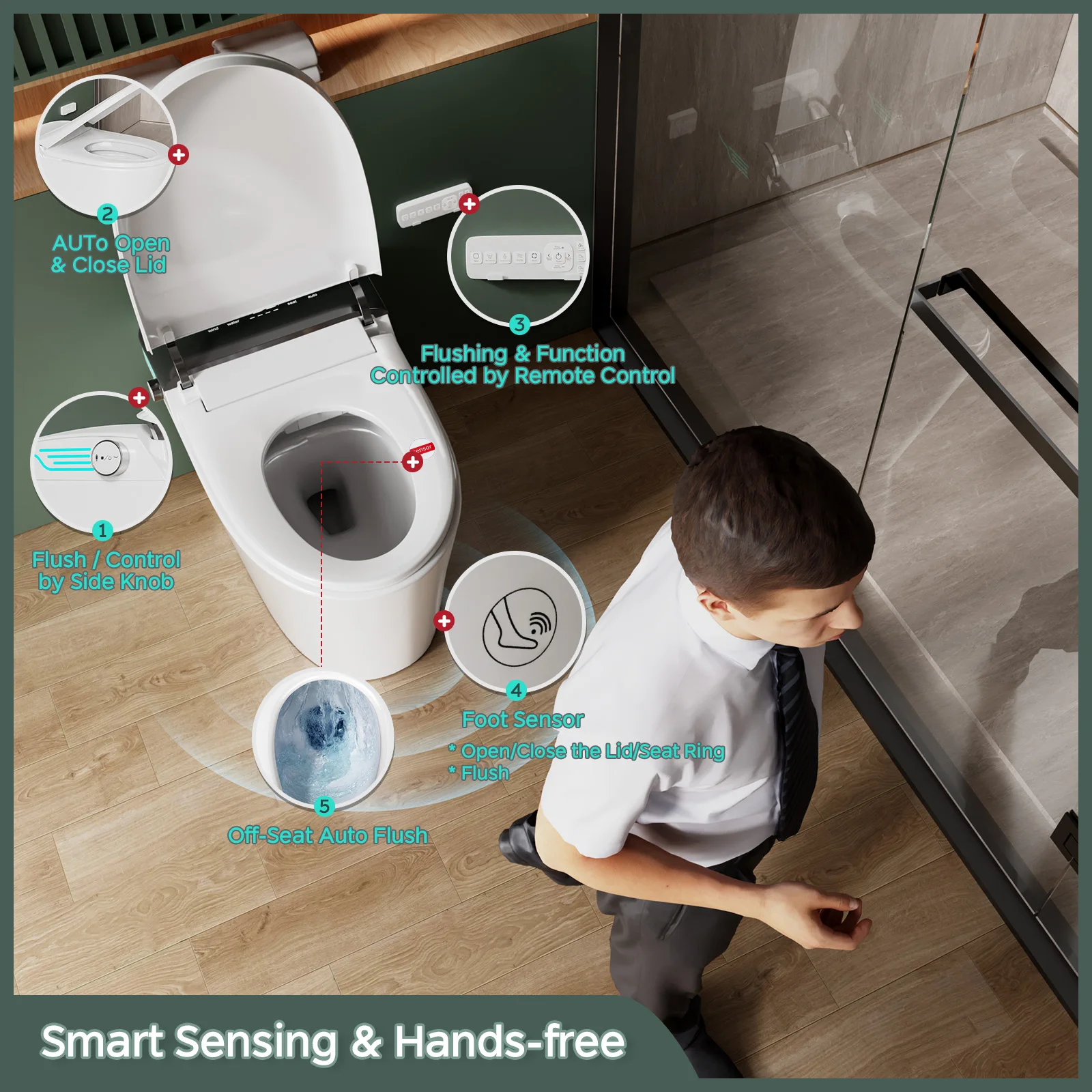 Elongated Smart Toilet with Bidet Built in, Foam Dispenser BATHROOM ACCESSORIES Elongated Smart Toilet with Bidet Built in, Foam Dispenser BATHROOM ACCESSORIES