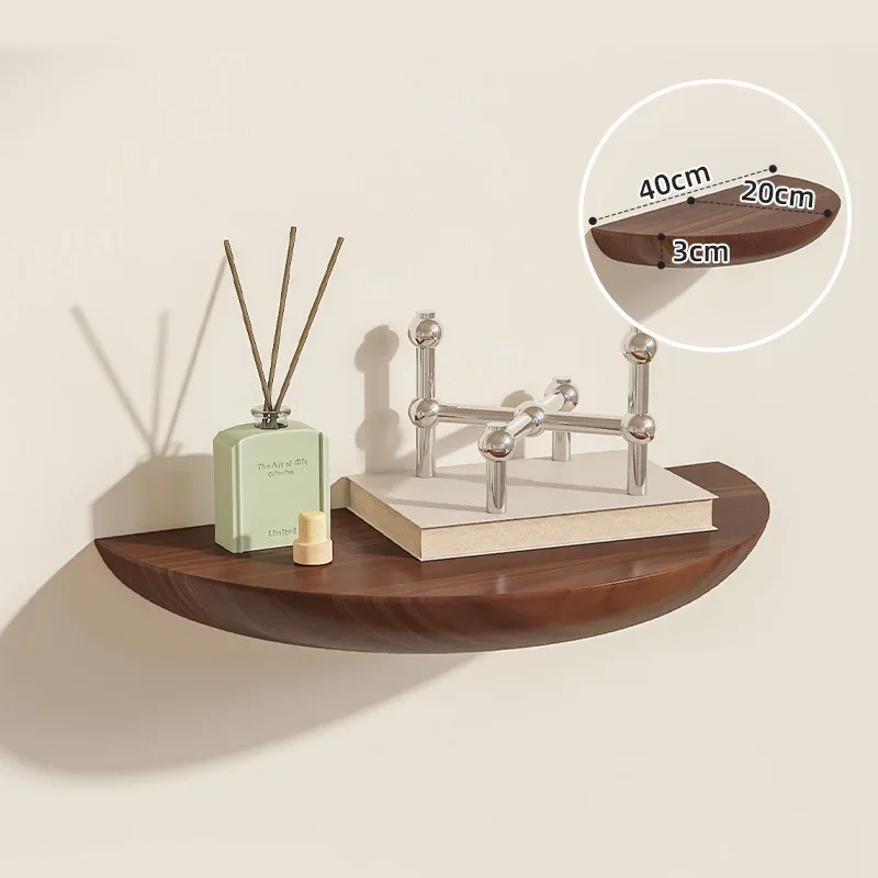 Solid Wooden Semicircle Wall Shelves BATHROOM SHELVES Solid Wooden Semicircle Wall Shelves Background Entryway Decorative Floating Organization Storage Holders Bedroom Kitchen Racks