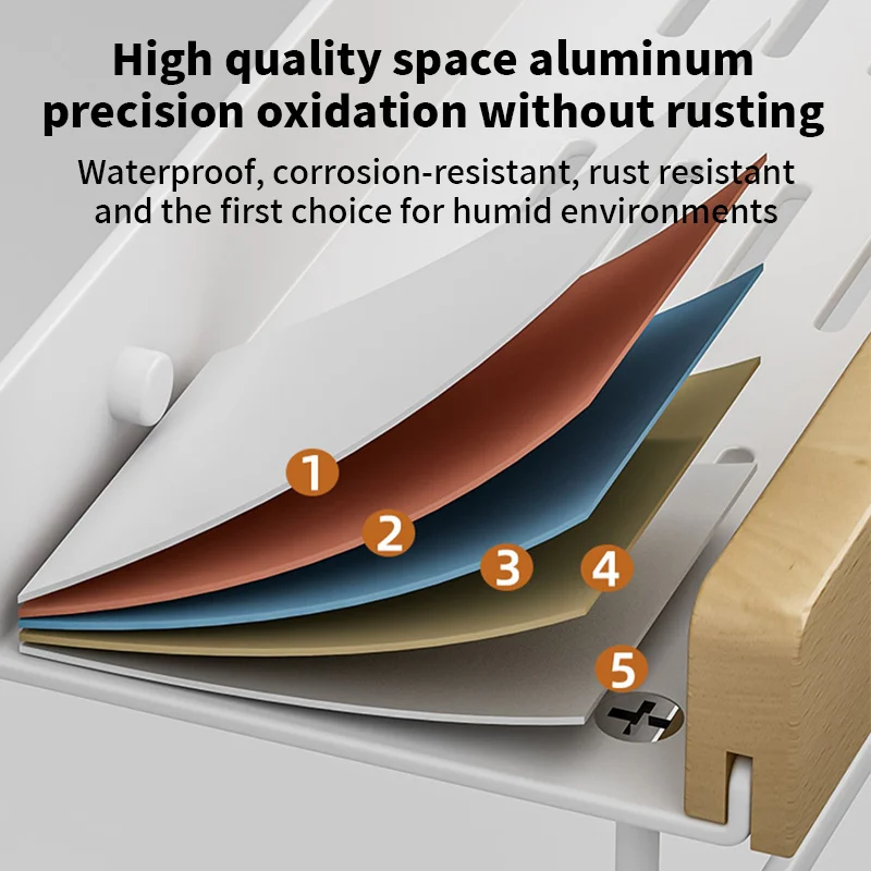 Wood Aluminum Waterproof for Bathroom Shelf BATHROOM SHELVES Wood Aluminum Waterproof for Bathroom Shelf Shelves Shampoo Makeup Storage Holder Accessories Kitchen Sorage Bath Accessories