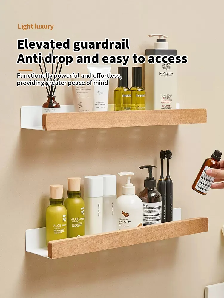 Wood Aluminum Waterproof for Bathroom Shelf BATHROOM SHELVES Wood Aluminum Waterproof for Bathroom Shelf Shelves Shampoo Makeup Storage Holder Accessories Kitchen Sorage Bath Accessories