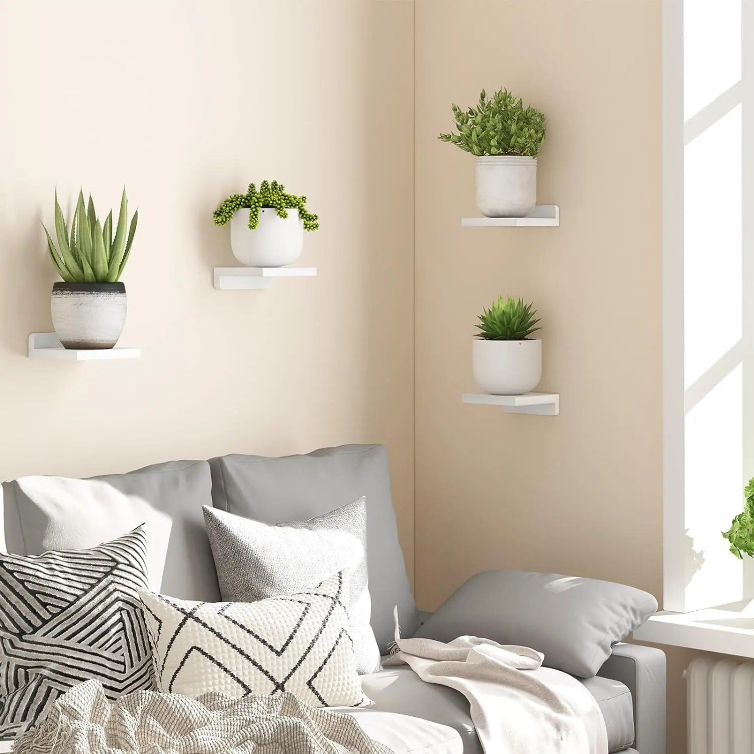 4-Pack Small Floating Shelves for Wall, Wood Shelf 5 Inch Display Ledges Room Decor, Mini with 2 Types of Installation 4-Pack Small Floating Shelves for Wall, Wood Shelf 5 Inch Display Ledges Room Decor, Mini with 2 Types of Installation