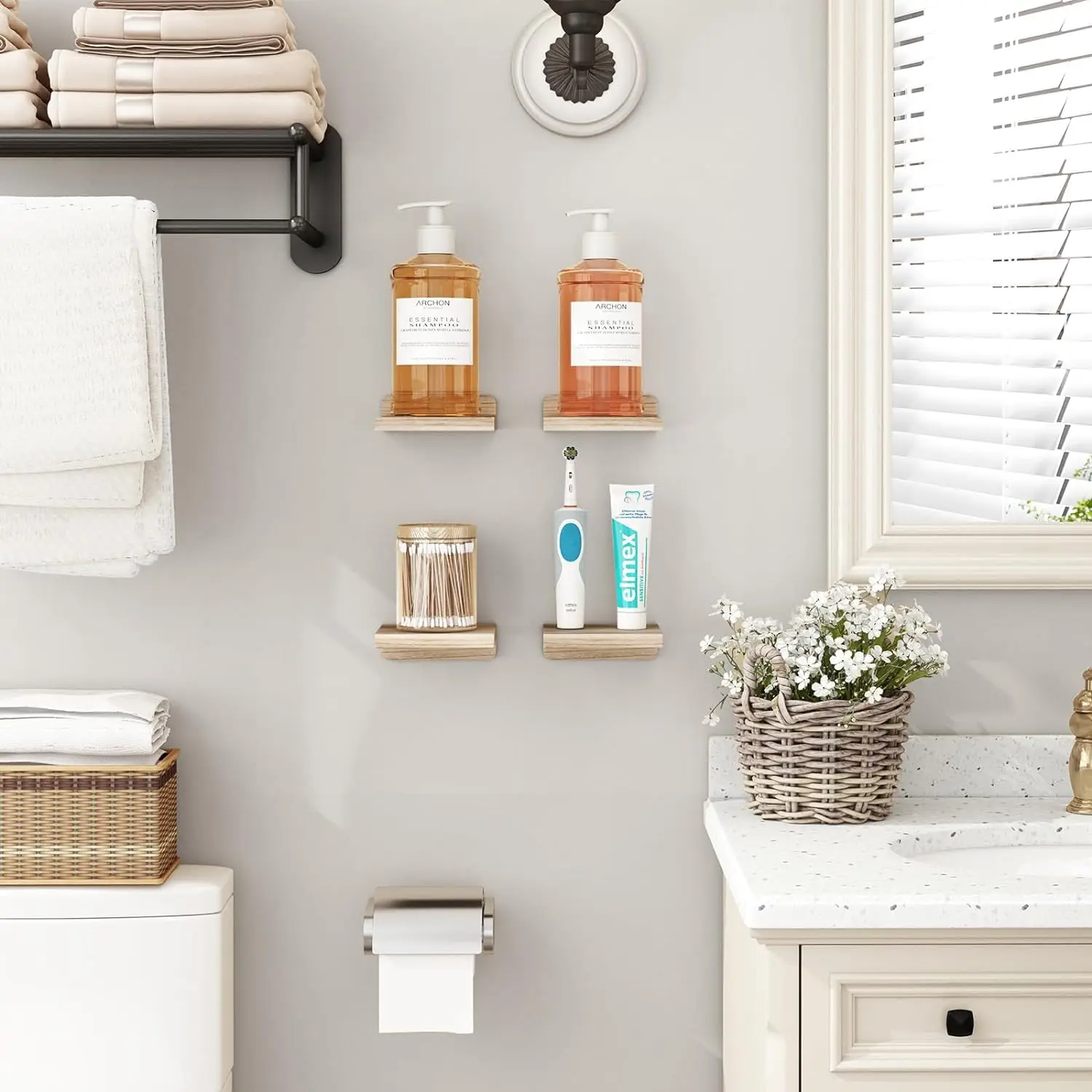 4-Pack Small Floating Shelves for Wall, Wood Shelf 5 Inch Display Ledges Room Decor, Mini with 2 Types of Installation 4-Pack Small Floating Shelves for Wall, Wood Shelf 5 Inch Display Ledges Room Decor, Mini with 2 Types of Installation