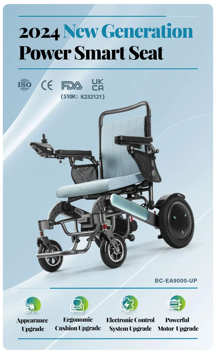 Baichen Ce Airline Approved Light Weight Portable Folding 24v Power Wheel Chair 4x4 Robotic Electric Wheelchair For Disable