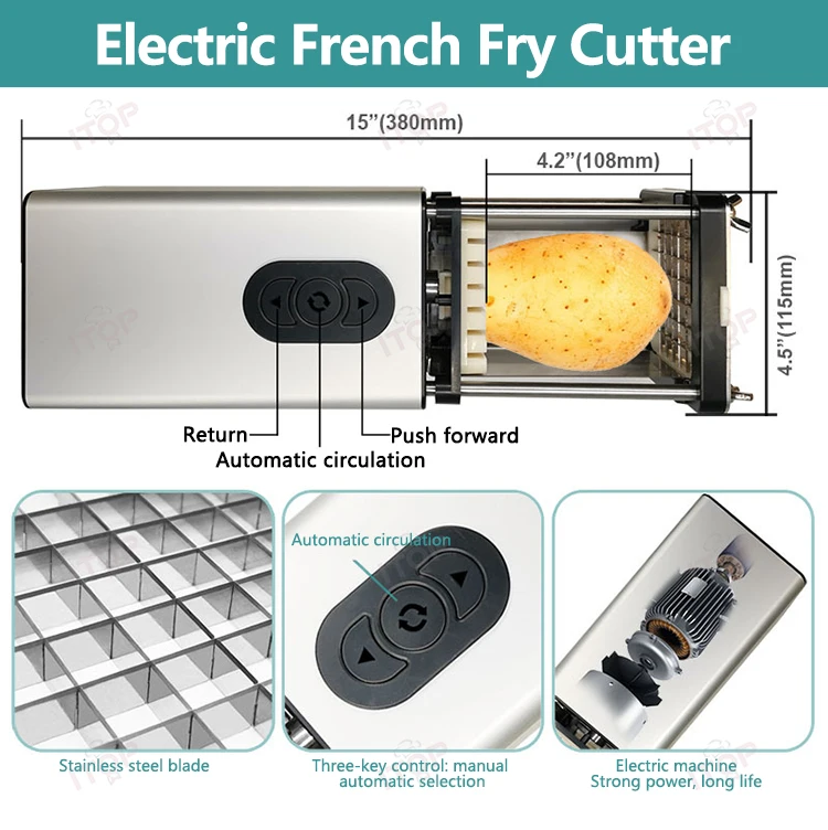 ITOP Electric Potato Cutter Potato Chip Cutter Vegetable Cutting Machine Strip Dice Cube Slice Food Processor 110V-240V