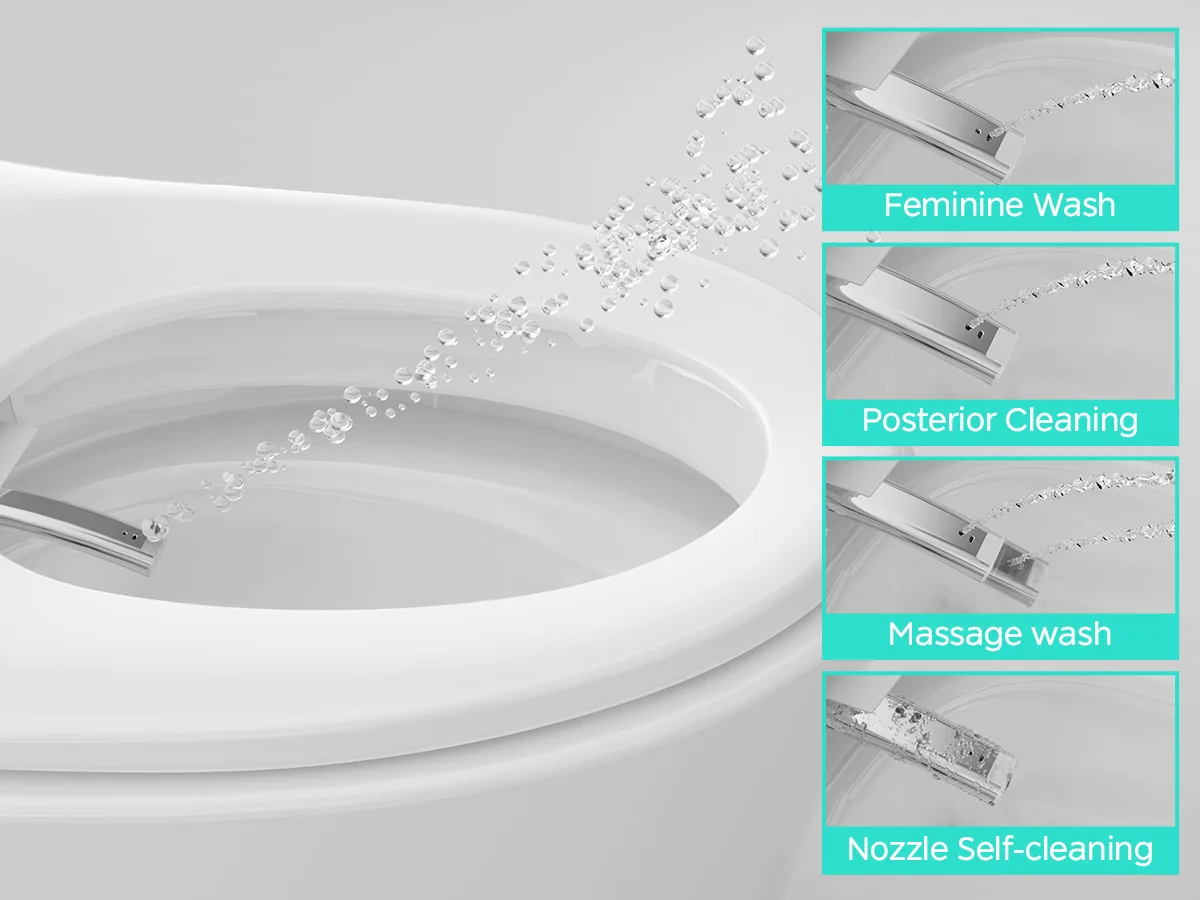 Elongated Smart Toilet with Bidet Built in, Foam Dispenser, Voice Control, One-Piece Bidet Toilet with Warm Water and Dryer Elongated Smart Toilet with Bidet Built in, Foam Dispenser, Voice Control, One-Piece Bidet Toilet with Warm Water and Dryer