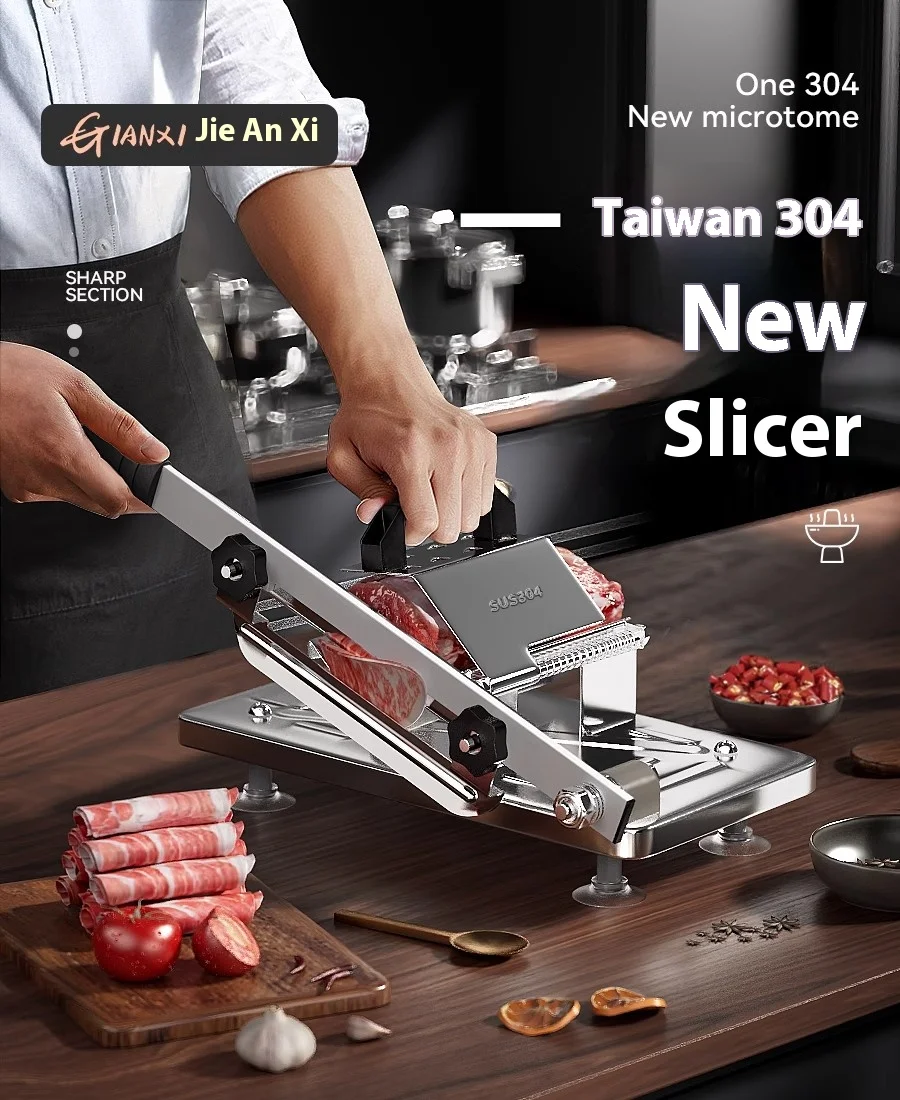 GIANXI Mutton Roll Slicer Machine Stainless Steel Meat Slicer Beef Thin Slice Frozen Meat Household Barbecue Hot Pot Cooking GIANXI Mutton Roll Slicer Machine Stainless Steel Meat Slicer Beef Thin Slice Frozen Meat Household Barbecue Hot Pot Cooking