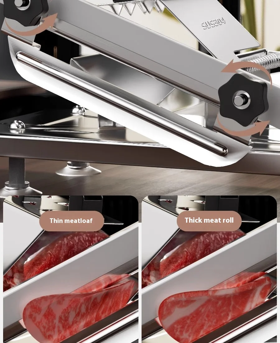 GIANXI Mutton Roll Slicer Machine Stainless Steel Meat Slicer Beef Thin Slice Frozen Meat Household Barbecue Hot Pot Cooking GIANXI Mutton Roll Slicer Machine Stainless Steel Meat Slicer Beef Thin Slice Frozen Meat Household Barbecue Hot Pot Cooking