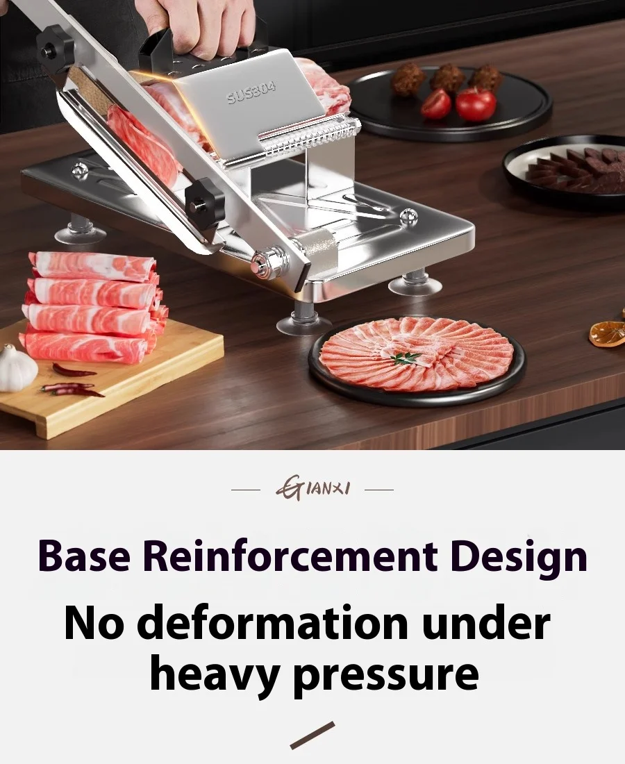 GIANXI Mutton Roll Slicer Machine Stainless Steel Meat Slicer Beef Thin Slice Frozen Meat Household Barbecue Hot Pot Cooking GIANXI Mutton Roll Slicer Machine Stainless Steel Meat Slicer Beef Thin Slice Frozen Meat Household Barbecue Hot Pot Cooking