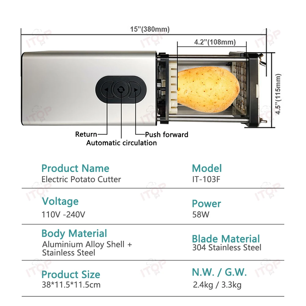 ITOP Electric Potato Cutter Potato Chip Cutter Vegetable Cutting Machine Strip Dice Cube Slice Food Processor 110V-240V ITOP Electric Potato Cutter Potato Chip Cutter Vegetable Cutting Machine Strip Dice Cube Slice Food Processor 110V-240V
